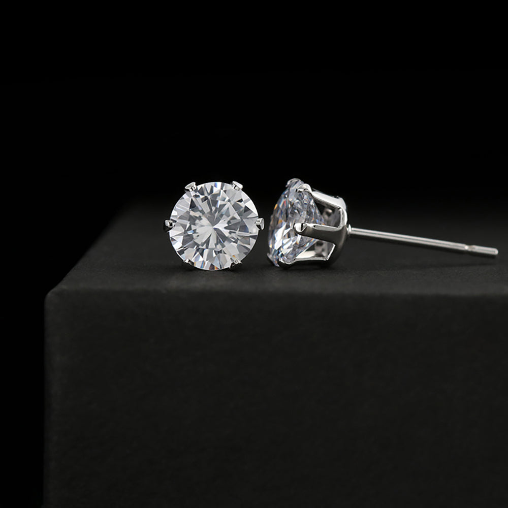 Cubic Zirconia Stud Earrings – 14k White Gold Dipped