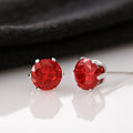 Red Cubic Zirconia Stud Earrings – 14k White Gold