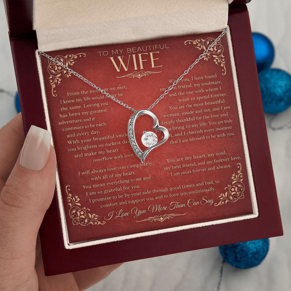 Elegant Heart Pendant – Love Message Necklace for Wife