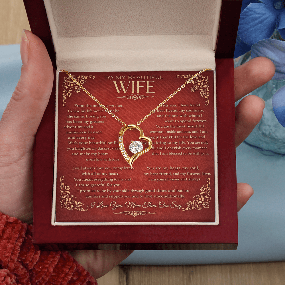 Elegant Heart Pendant – Love Message Necklace for Wife