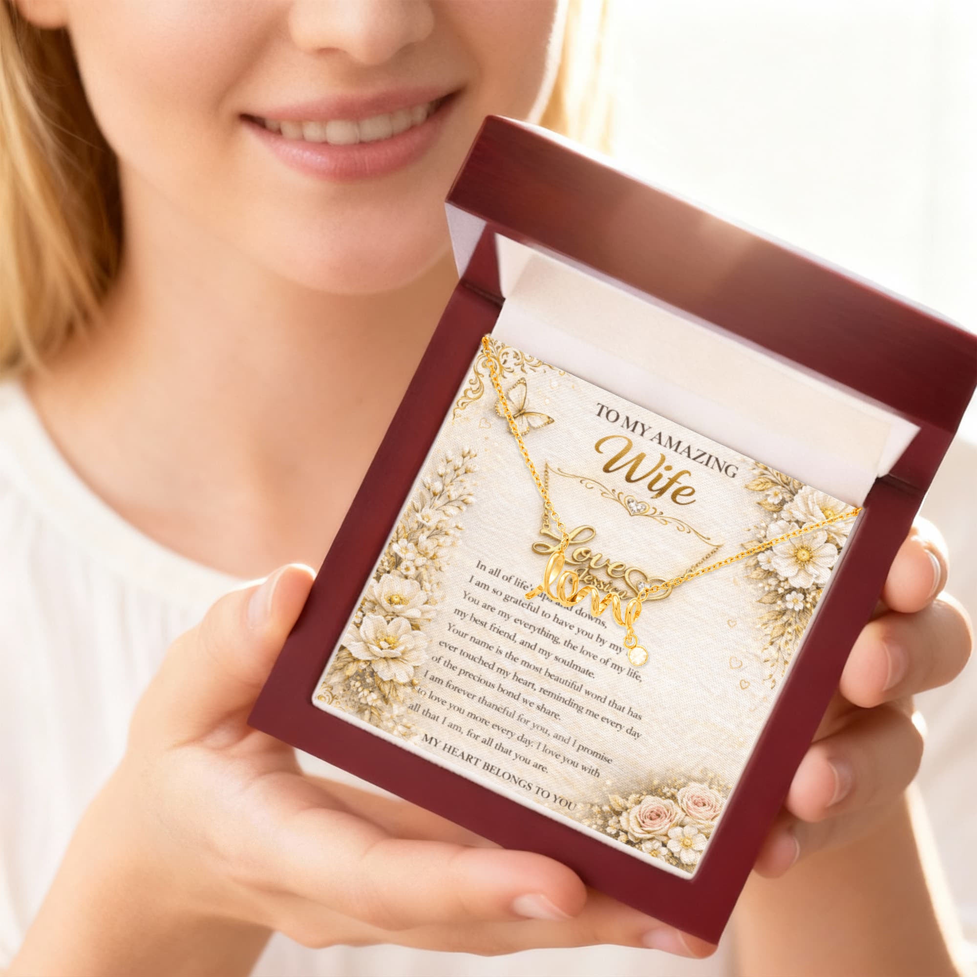 Signature Love Name Necklace To My Wife