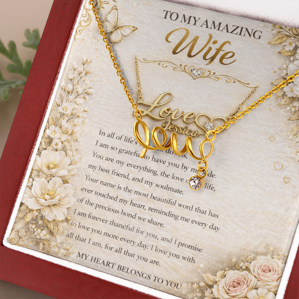 Signature Love Name Necklace To My Wife