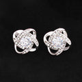 Love Knot Stud Earrings – 14k White Gold CZ