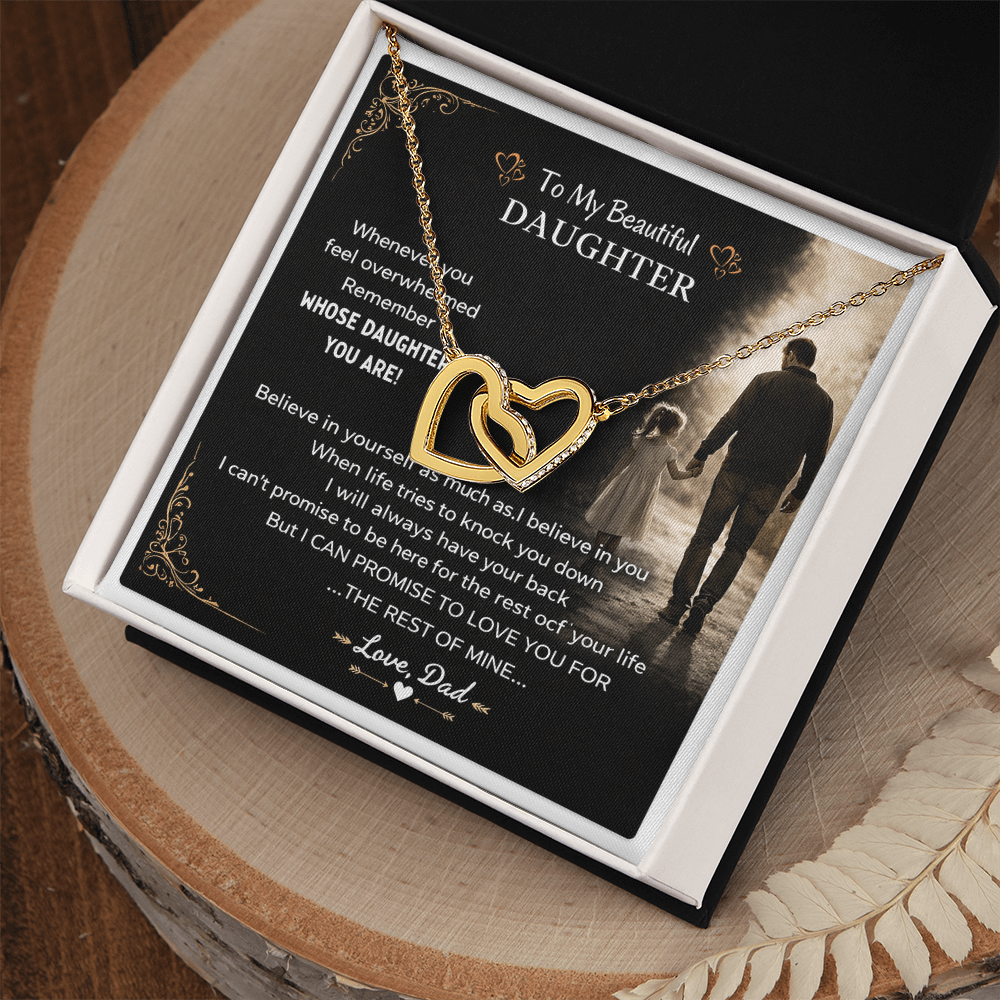 Daughter's Gift Set From Dad – Interlocking Hearts Necklace