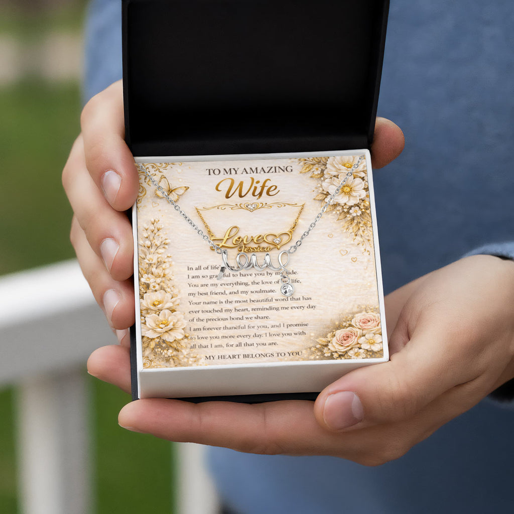 Signature Love Name Necklace To My Wife