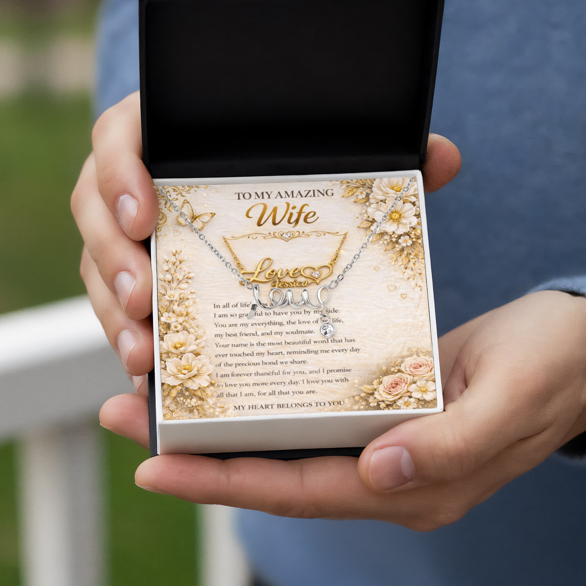 Signature Love Name Necklace To My Wife
