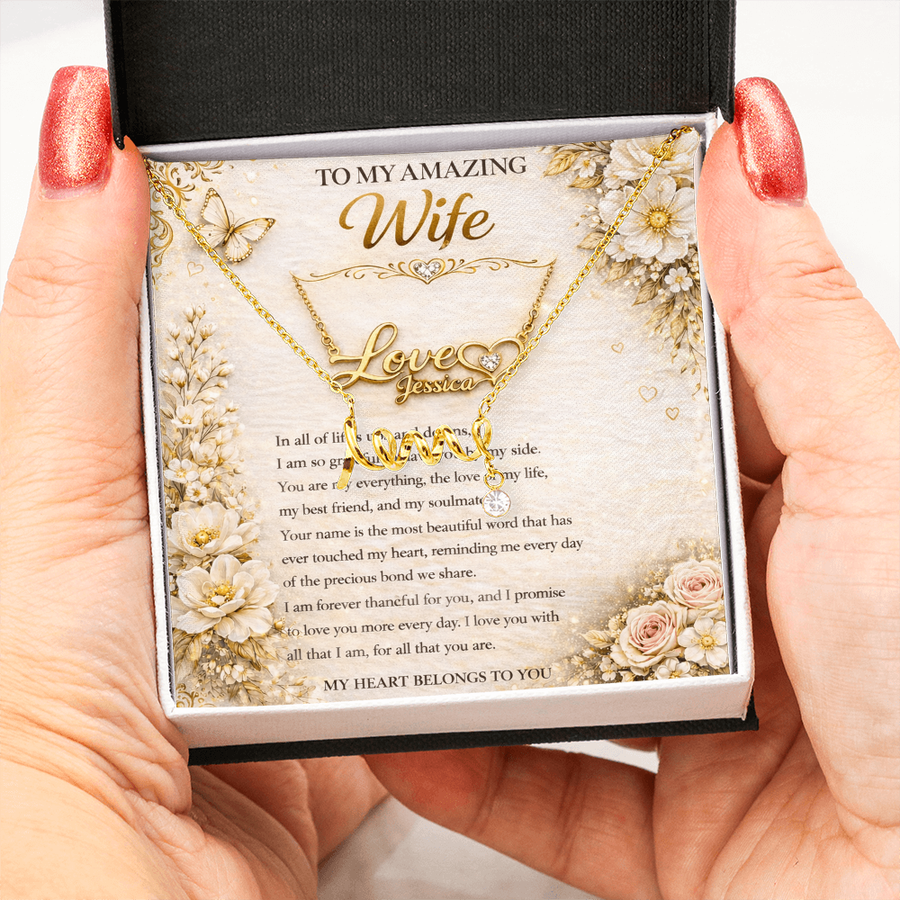 Signature Love Name Necklace To My Wife