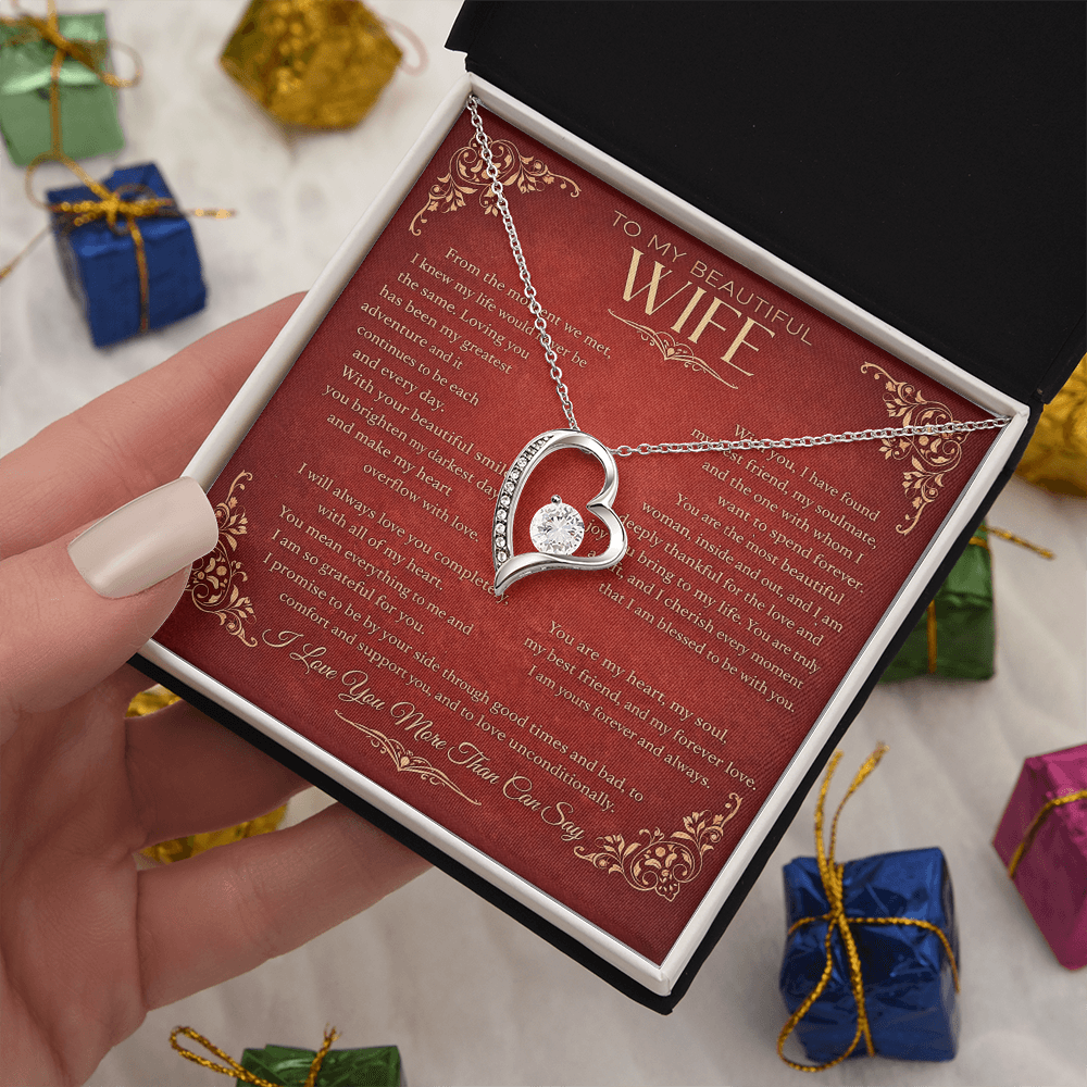 Elegant Heart Pendant – Love Message Necklace for Wife
