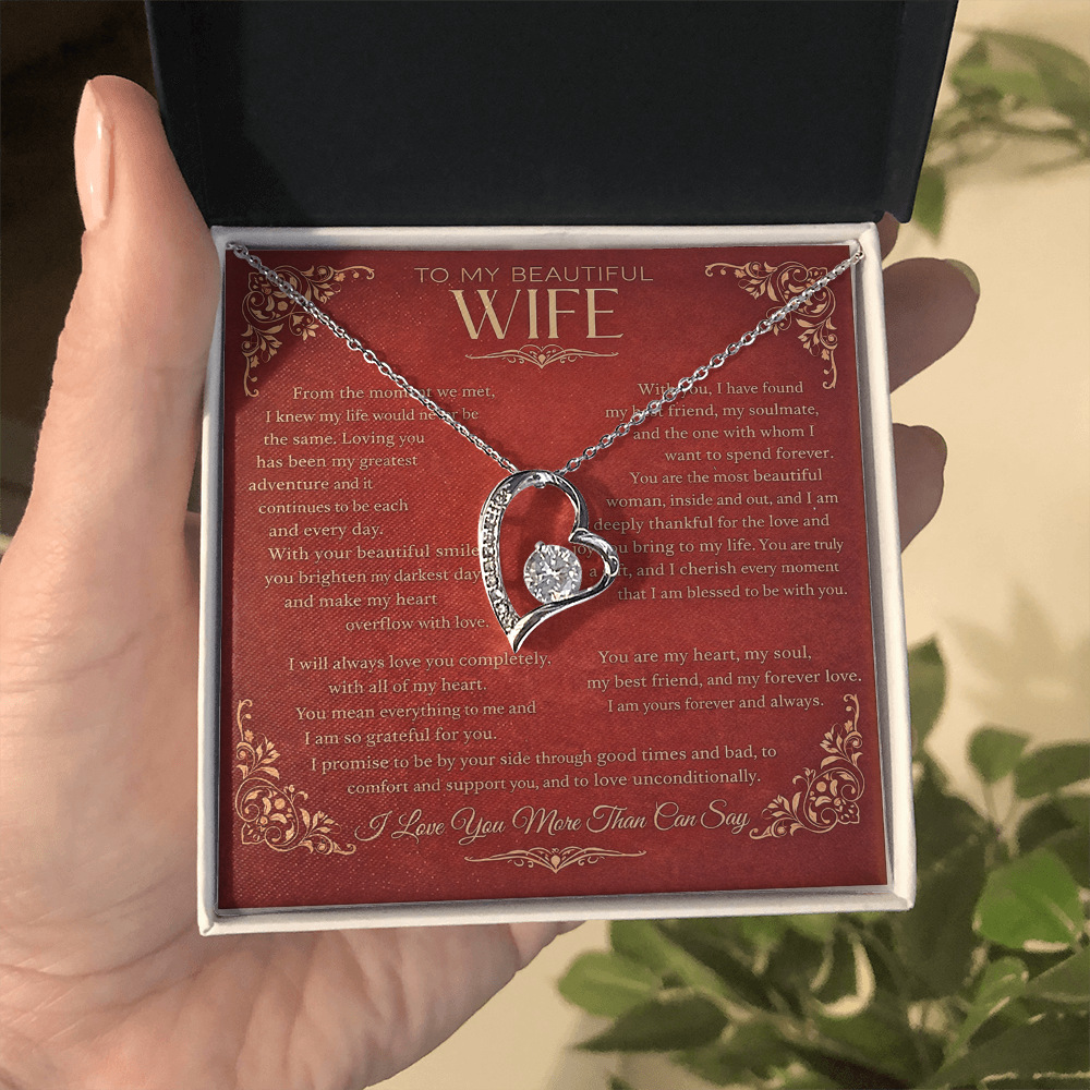 Elegant Heart Pendant – Love Message Necklace for Wife