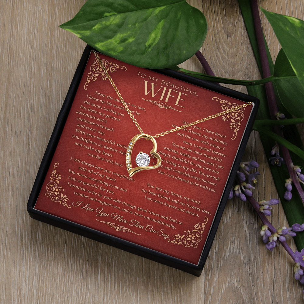 Elegant Heart Pendant – Love Message Necklace for Wife