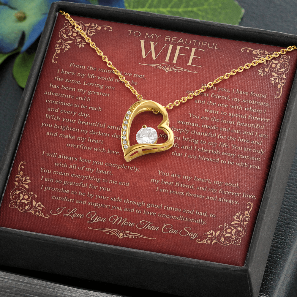 Elegant Heart Pendant – Love Message Necklace for Wife