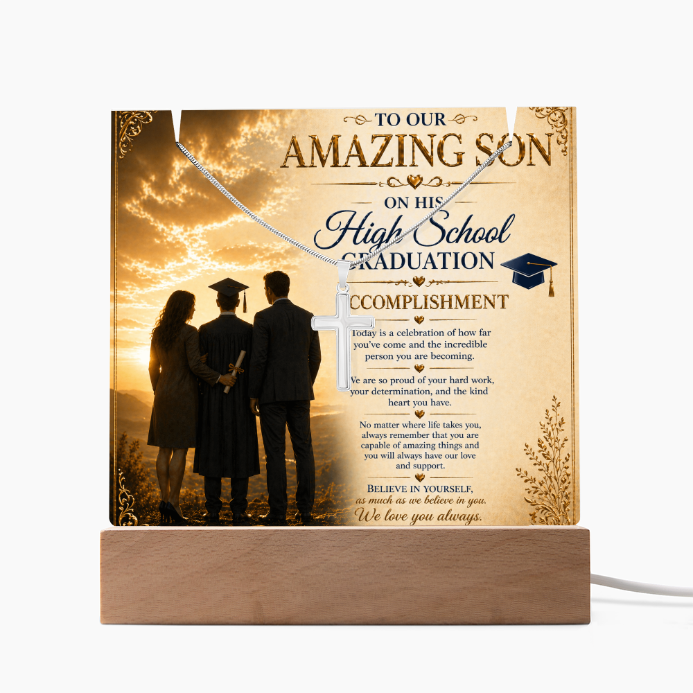 Wonderful Accomplishment To Our Amazing Son High School Graduate Acrylic Gift Set