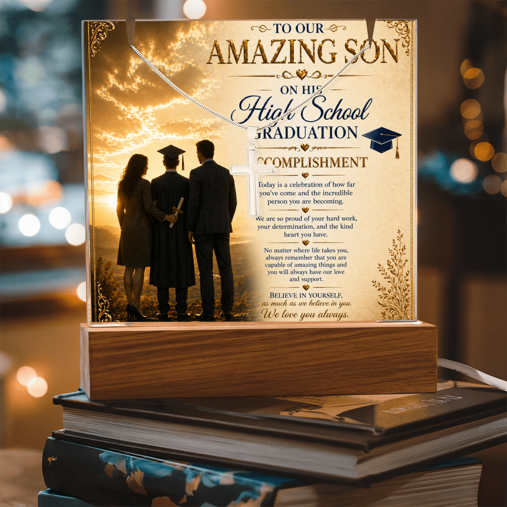 Wonderful Accomplishment To Our Amazing Son High School Graduate Acrylic Gift Set