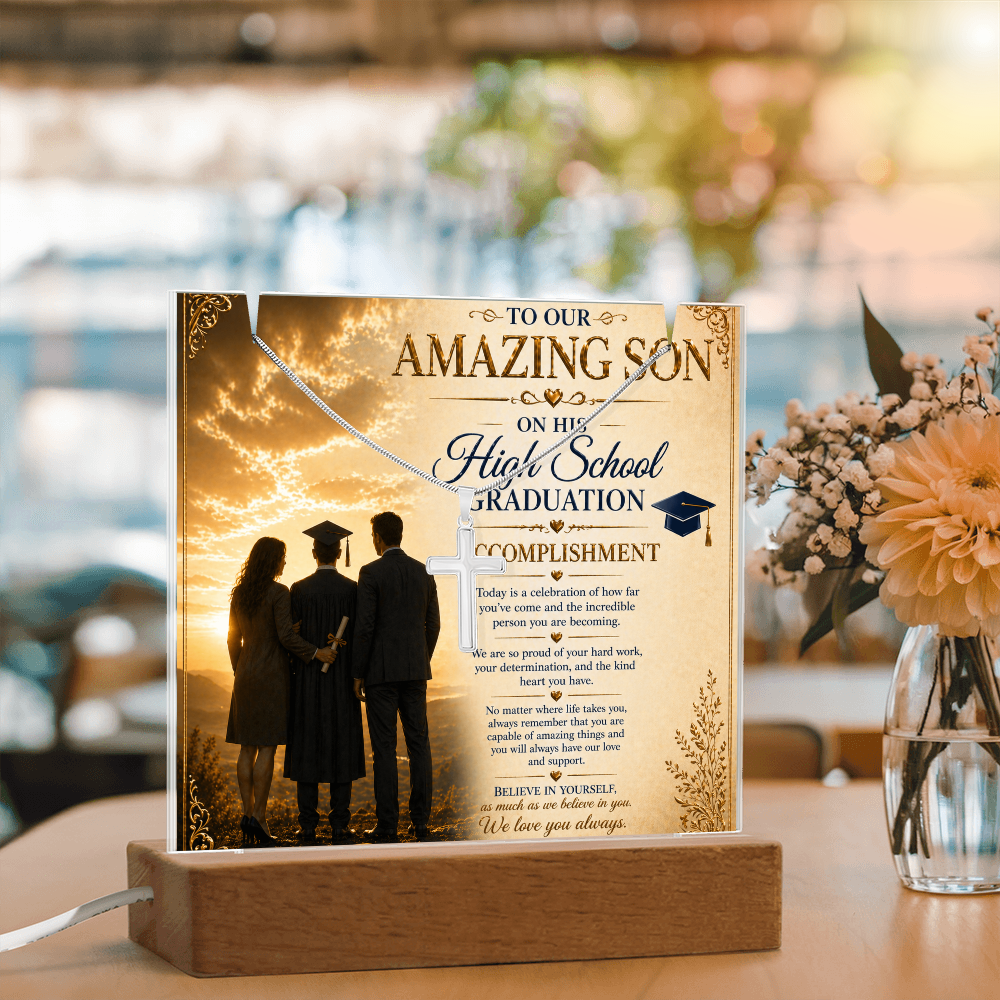 Wonderful Accomplishment To Our Amazing Son High School Graduate Acrylic Gift Set