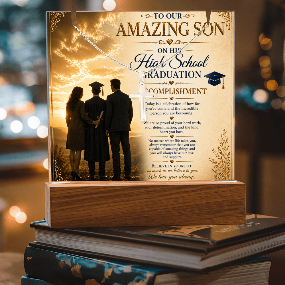 Wonderful Accomplishment To Our Amazing Son High School Graduate Acrylic Gift Set