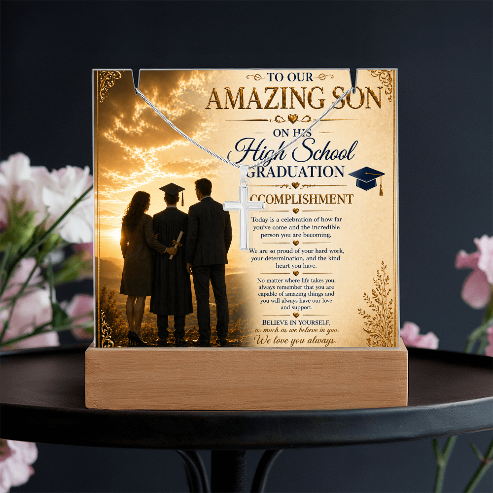 Wonderful Accomplishment To Our Amazing Son High School Graduate Acrylic Gift Set