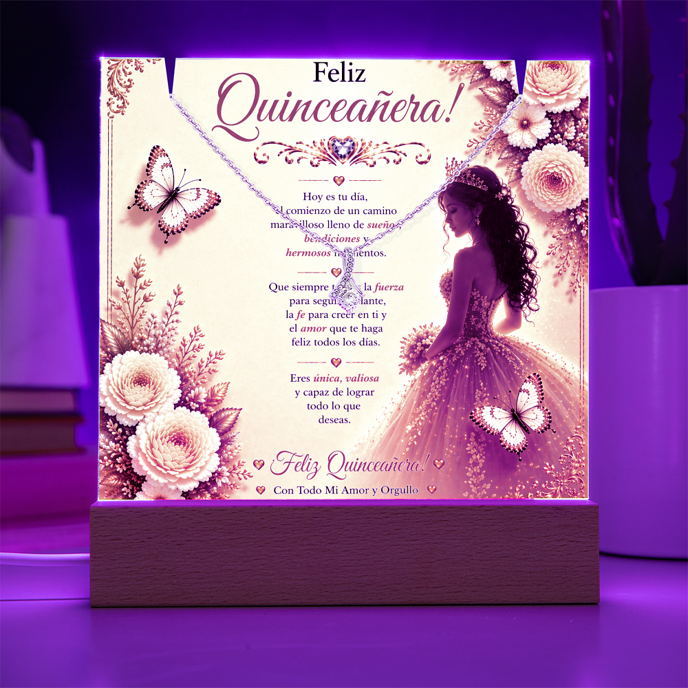Feliz Quinceañera Beautiful Young Lady Acrylic Plaque Gift Set