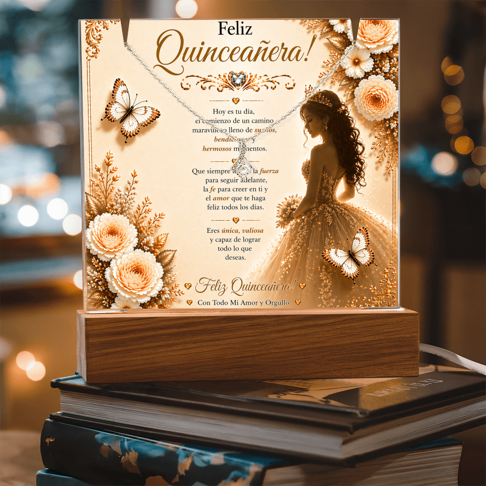 Feliz Quinceañera Beautiful Young Lady Acrylic Plaque Gift Set