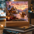 Cozy Holiday cabin With Snow & Lights Acrylic Gift Set