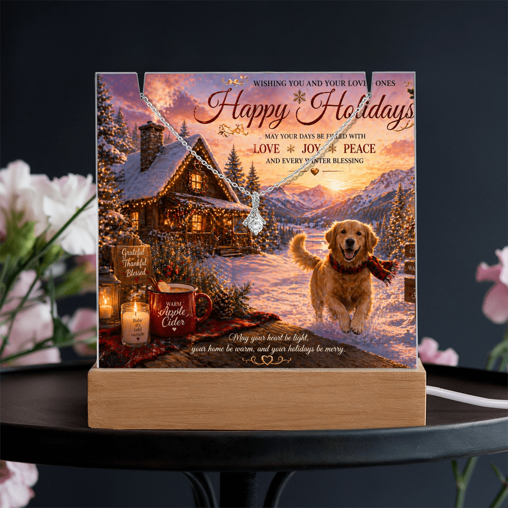 Cozy Holiday cabin With Snow & Lights Acrylic Gift Set