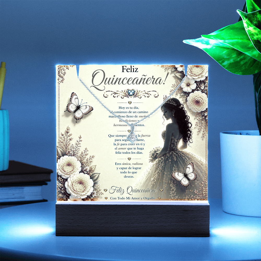 Feliz Quinceañera Beautiful Young Lady Acrylic Plaque Gift Set