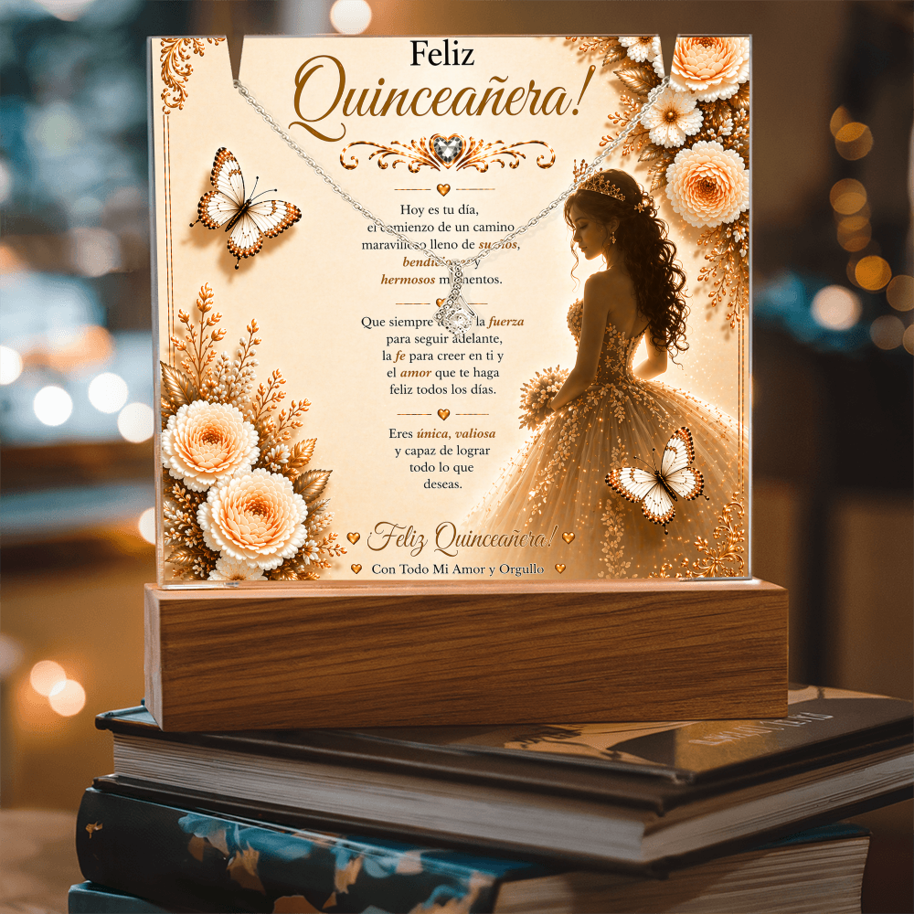 Feliz Quinceañera Beautiful Young Lady Acrylic Plaque Gift Set