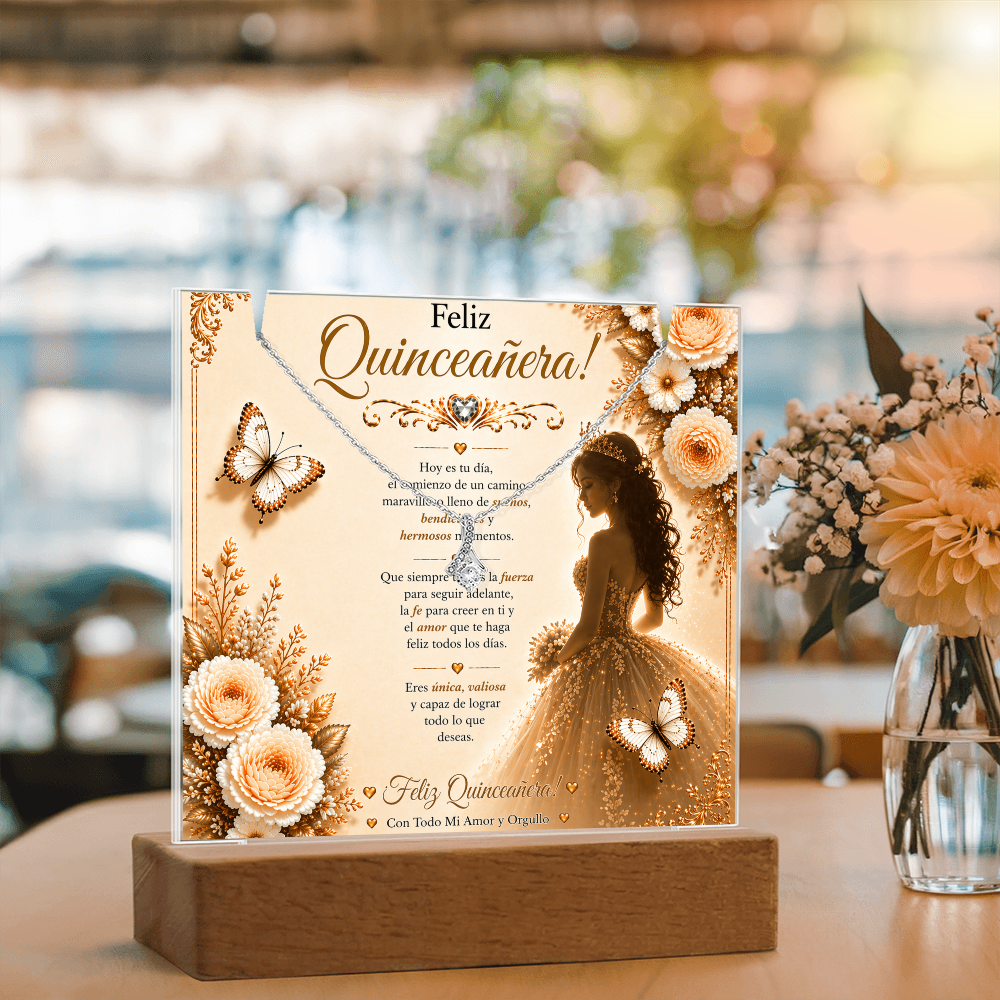 Feliz Quinceañera Beautiful Young Lady Acrylic Plaque Gift Set
