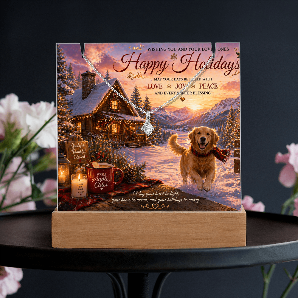 Cozy Holiday cabin With Snow & Lights Acrylic Gift Set