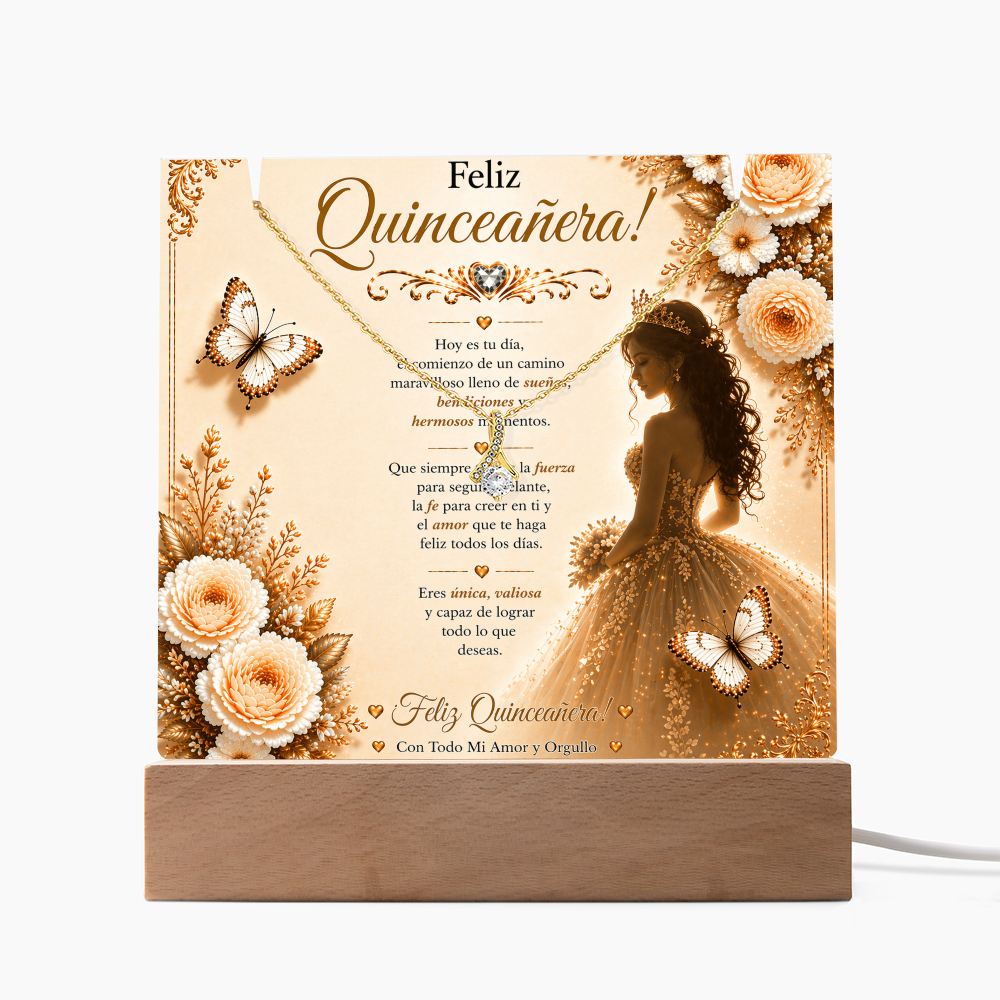 Feliz Quinceañera Beautiful Young Lady Acrylic Plaque Gift Set