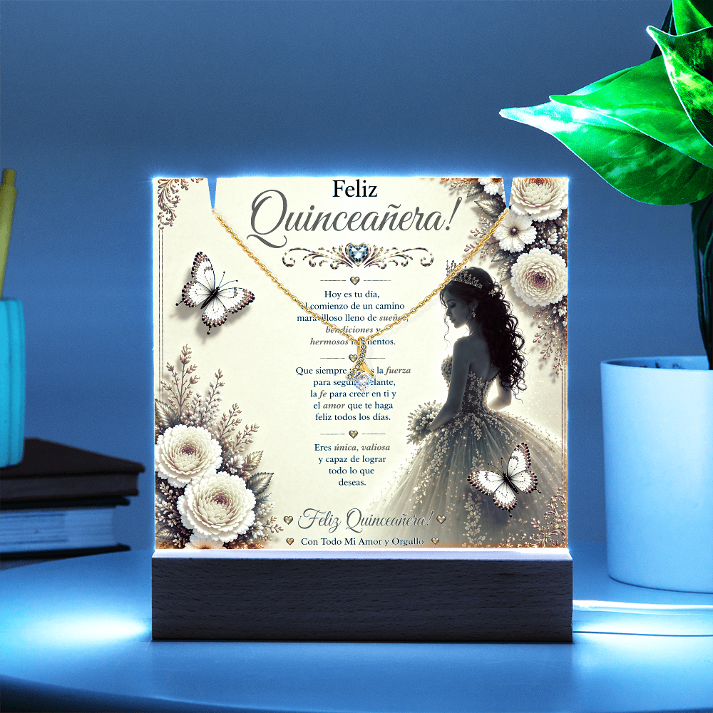 Feliz Quinceañera Beautiful Young Lady Acrylic Plaque Gift Set