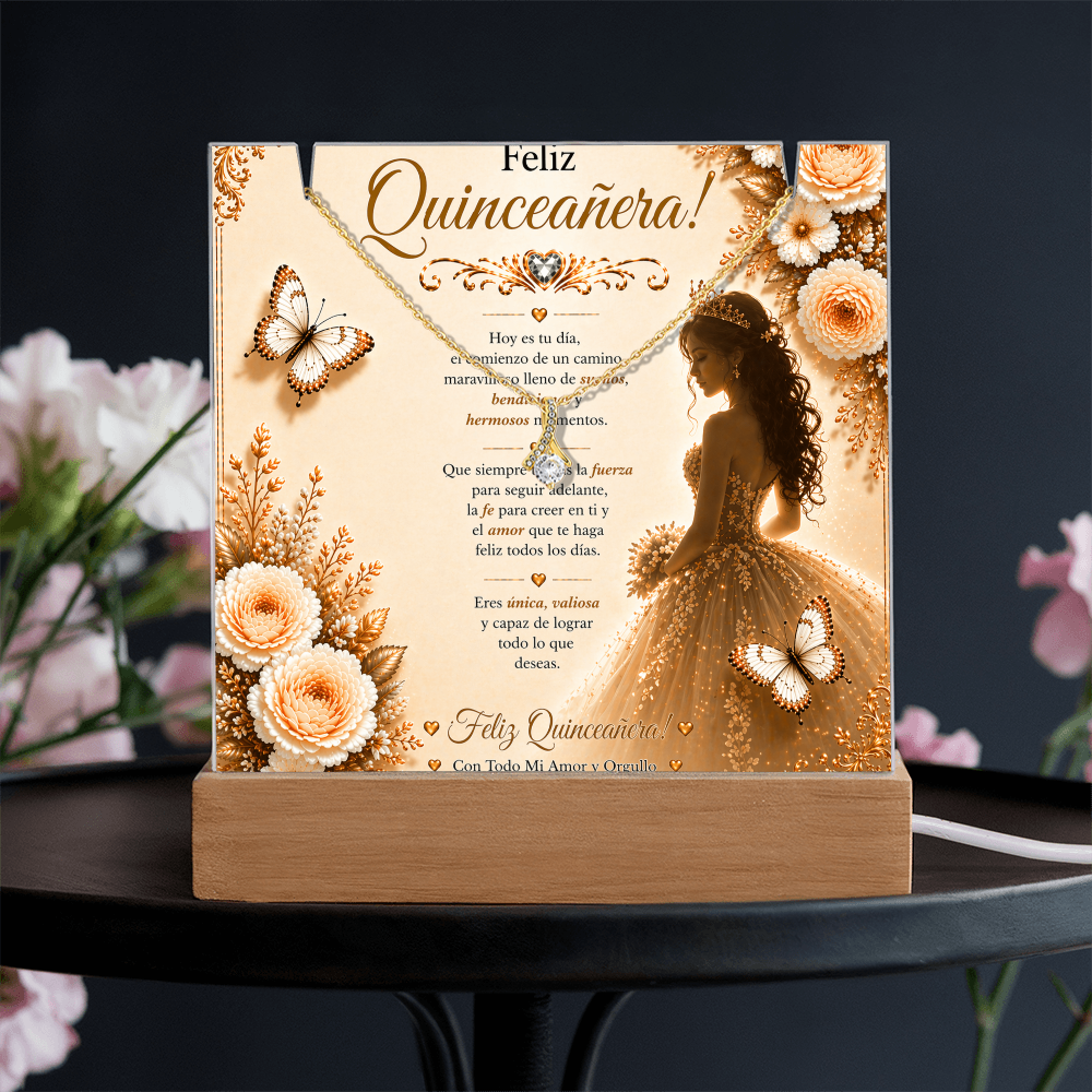 Feliz Quinceañera Beautiful Young Lady Acrylic Plaque Gift Set