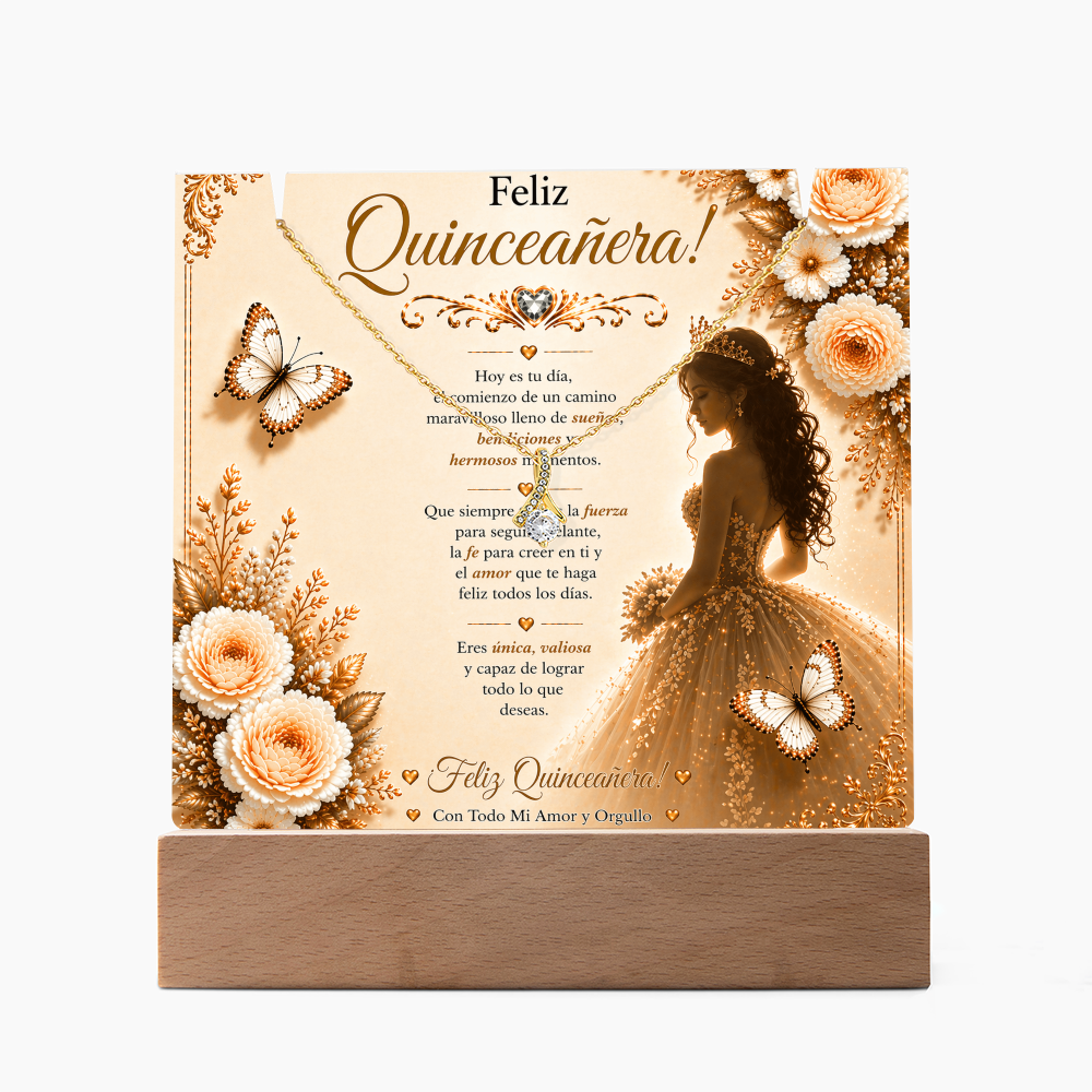 Feliz Quinceañera Beautiful Young Lady Acrylic Plaque Gift Set