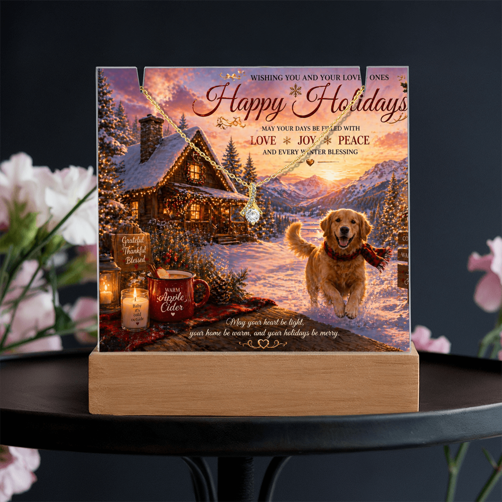 Cozy Holiday cabin With Snow & Lights Acrylic Gift Set