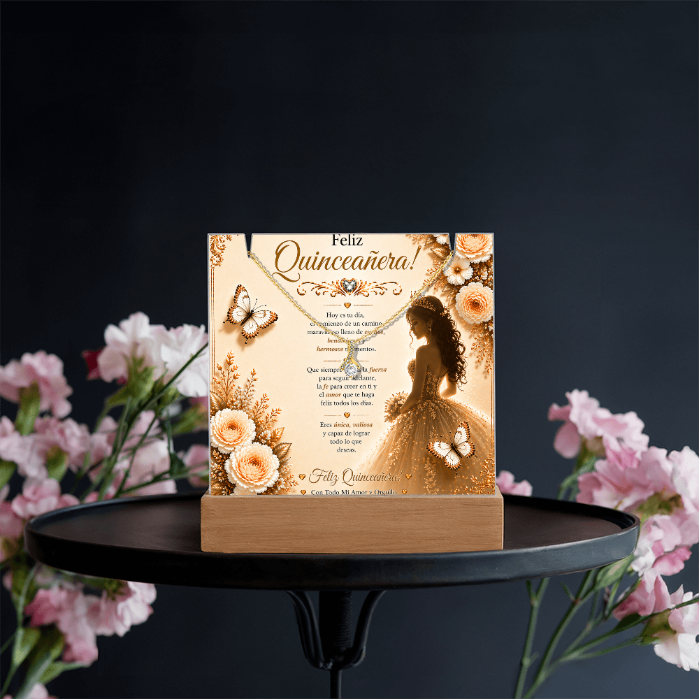Feliz Quinceañera Beautiful Young Lady Acrylic Plaque Gift Set