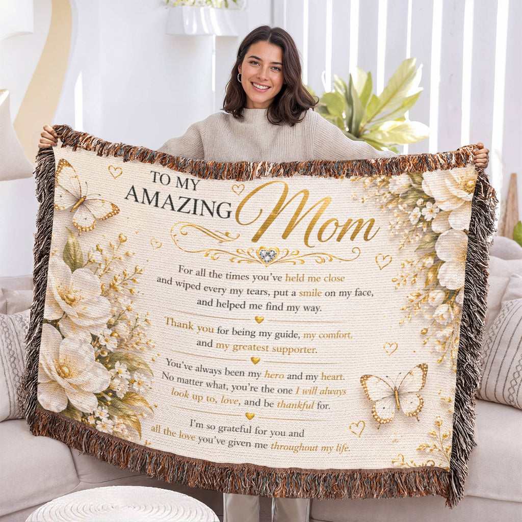 Treasured & Adorable Woven Blanket For Mom