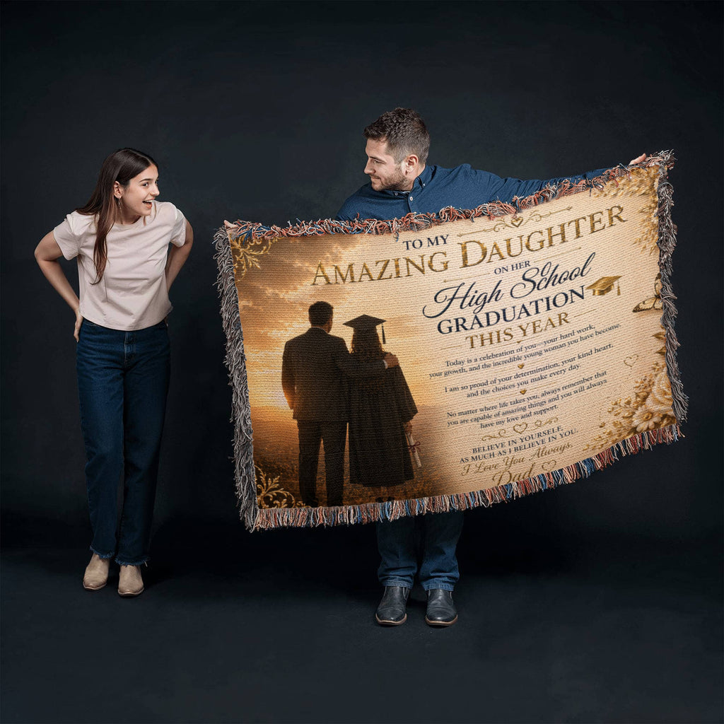 Amazing Daughter High School Graduation Customized Woven Blanket