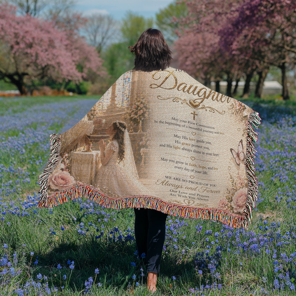 First Communion Blessings And Elegance Woven Blanket