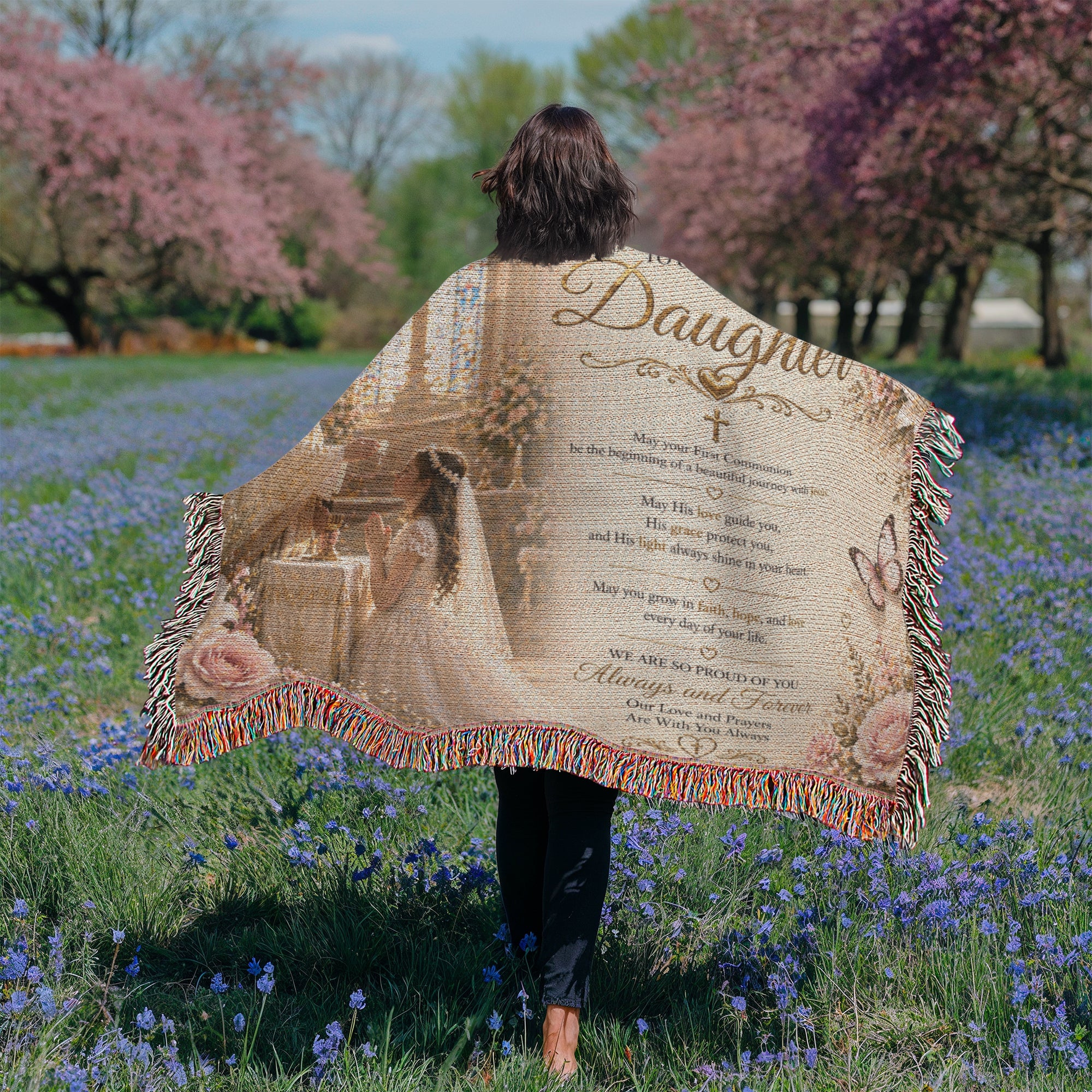 First Communion Blessings And Elegance Woven Blanket
