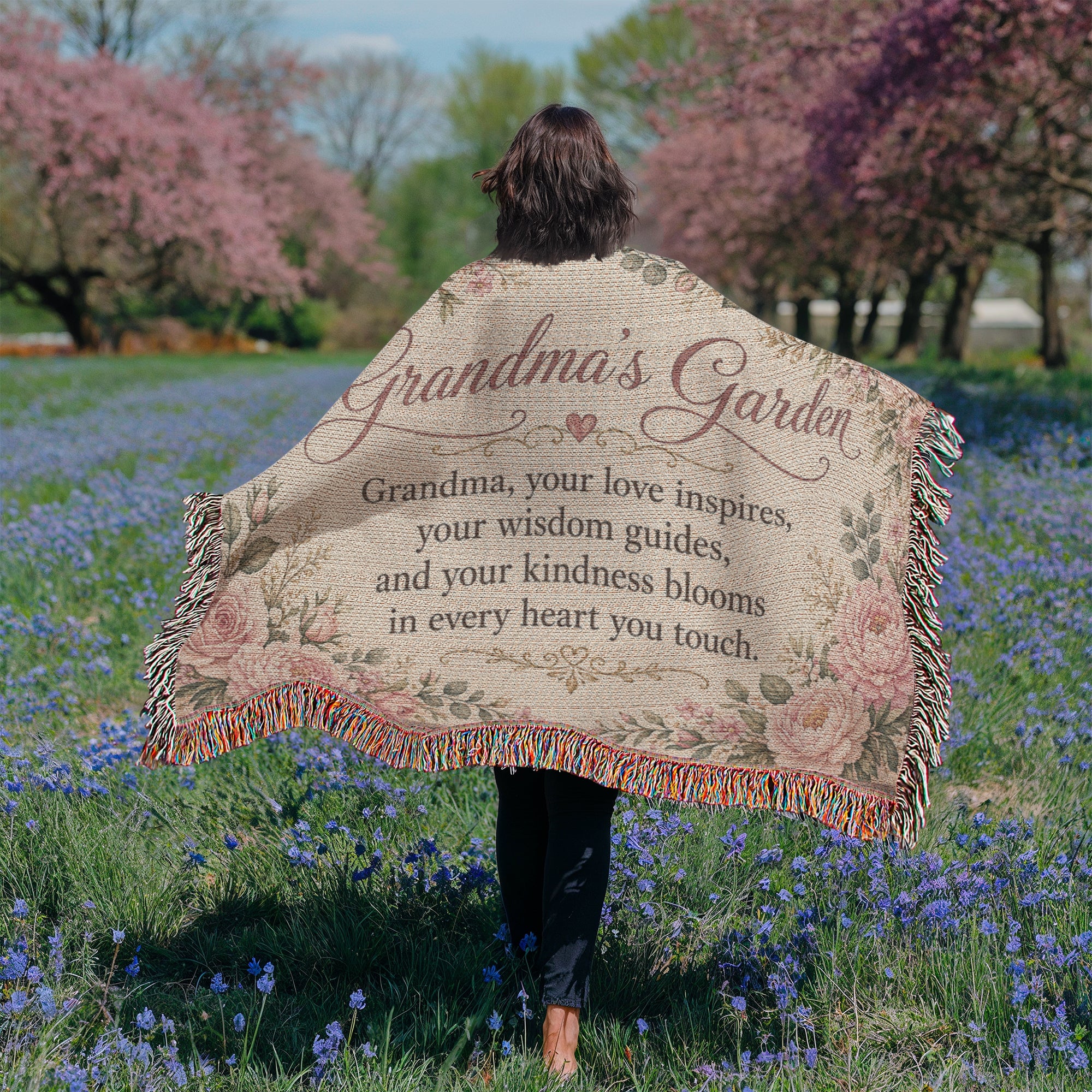 Beautiful Grandma Garden Woven Blanket  Gift
