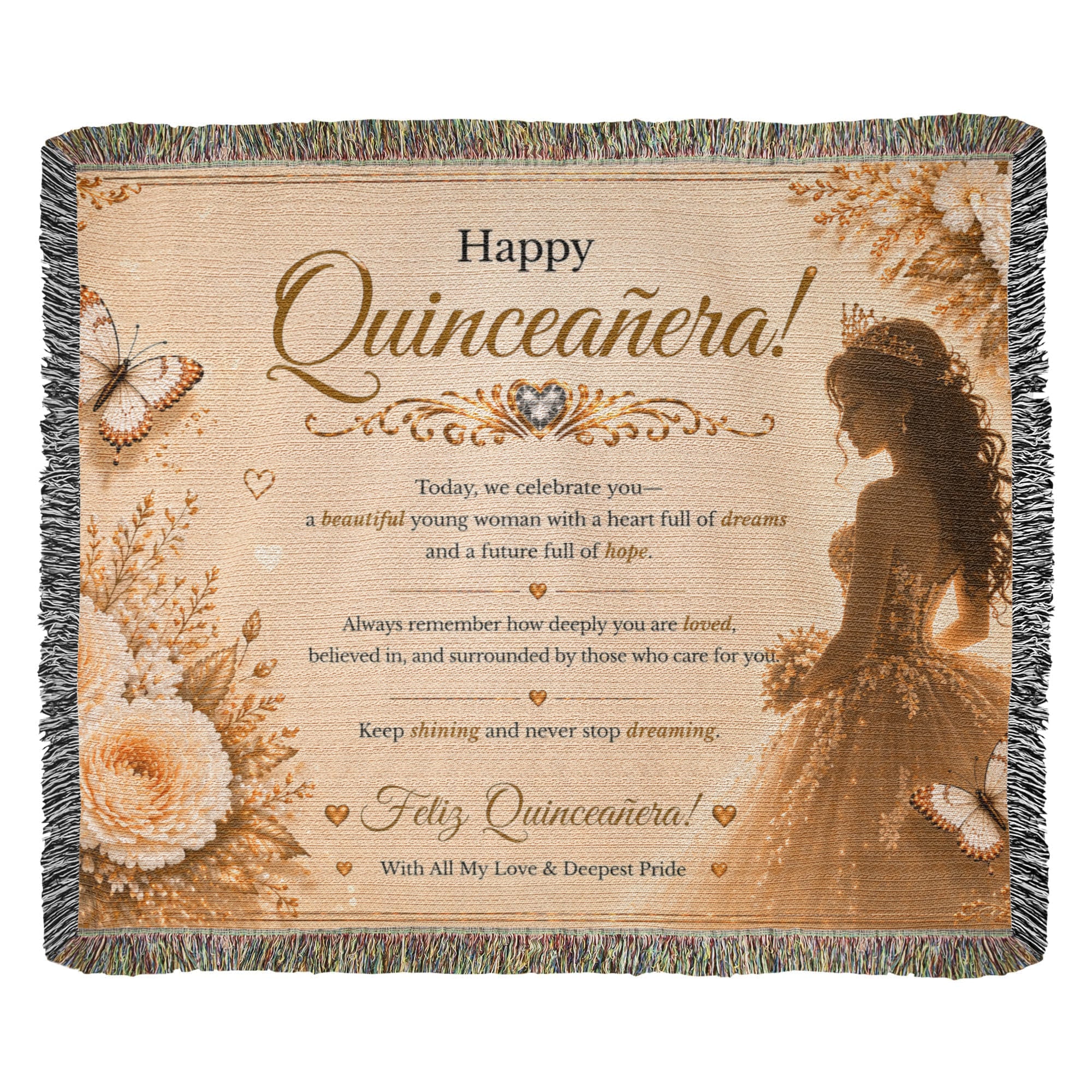Feliz Quinceañera Festive Woven Blanket