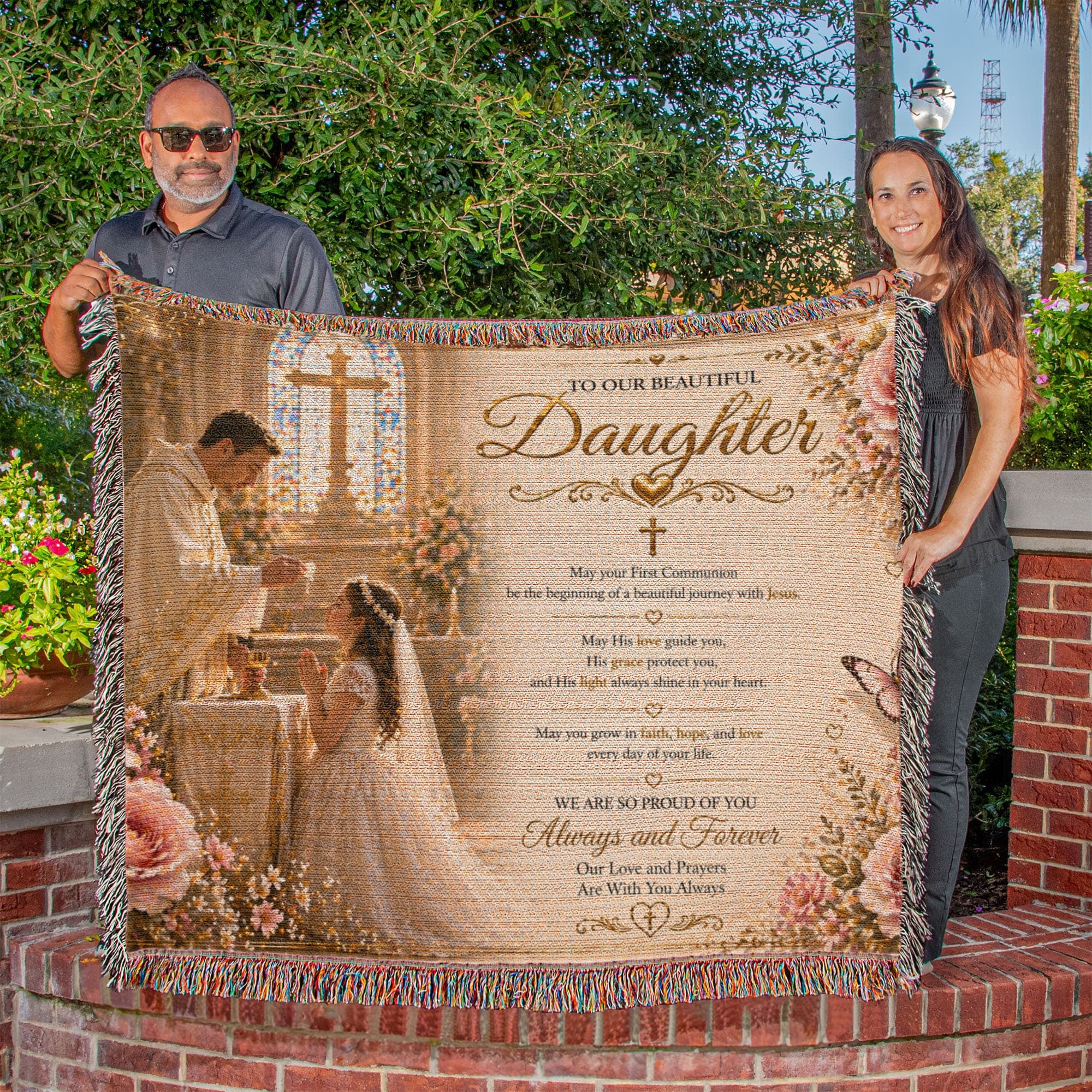 First Communion Blessings And Elegance Woven Blanket