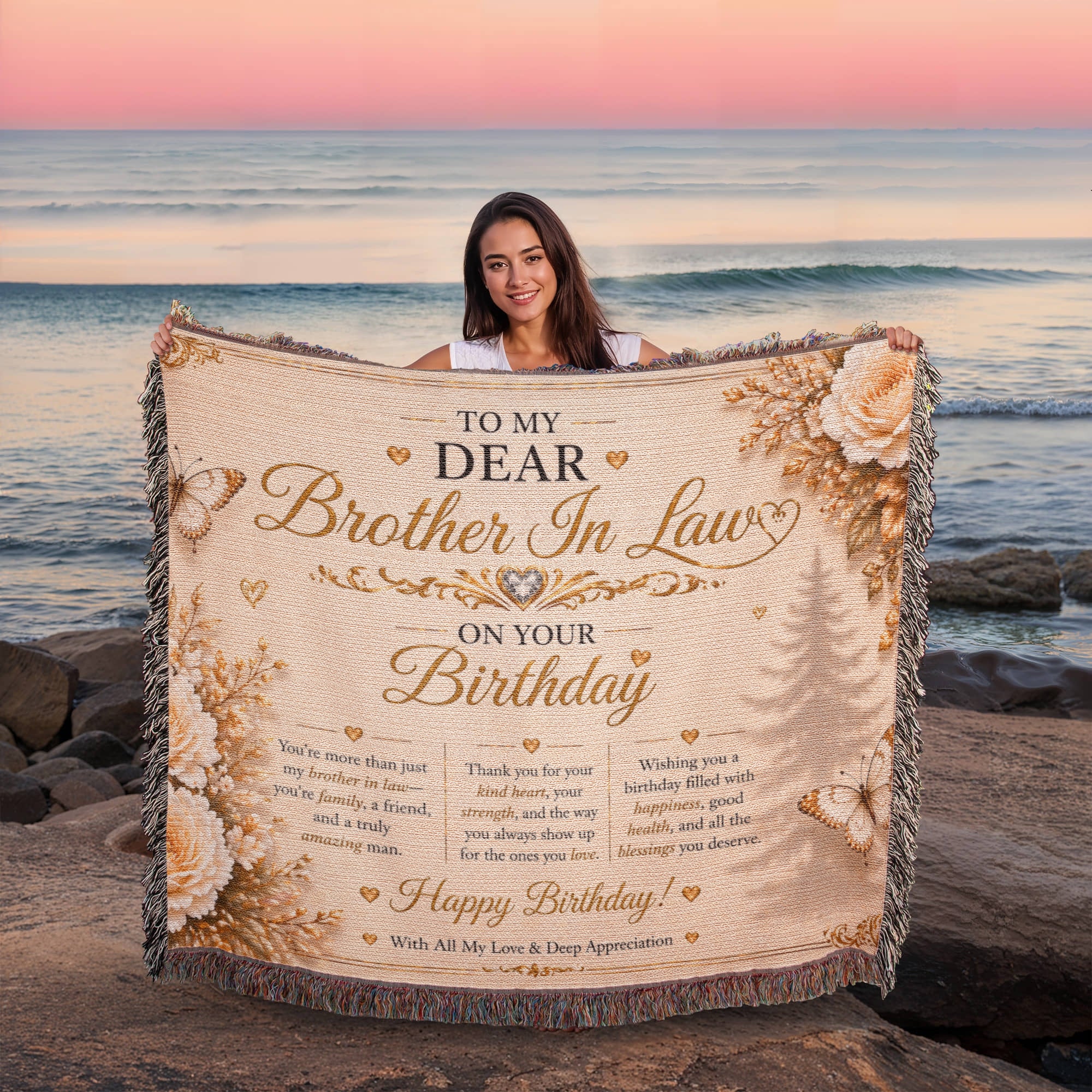 Elegant Birthday Wishes For Brother-In-Law Woven Blanket