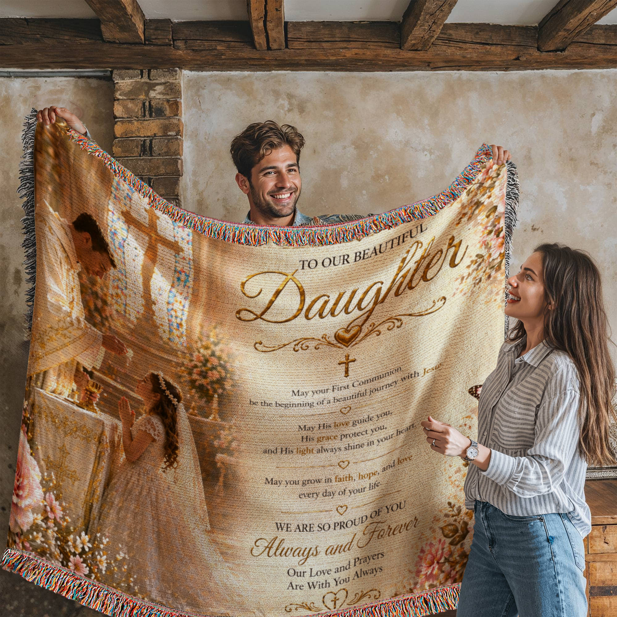 First Communion Blessings And Elegance Woven Blanket