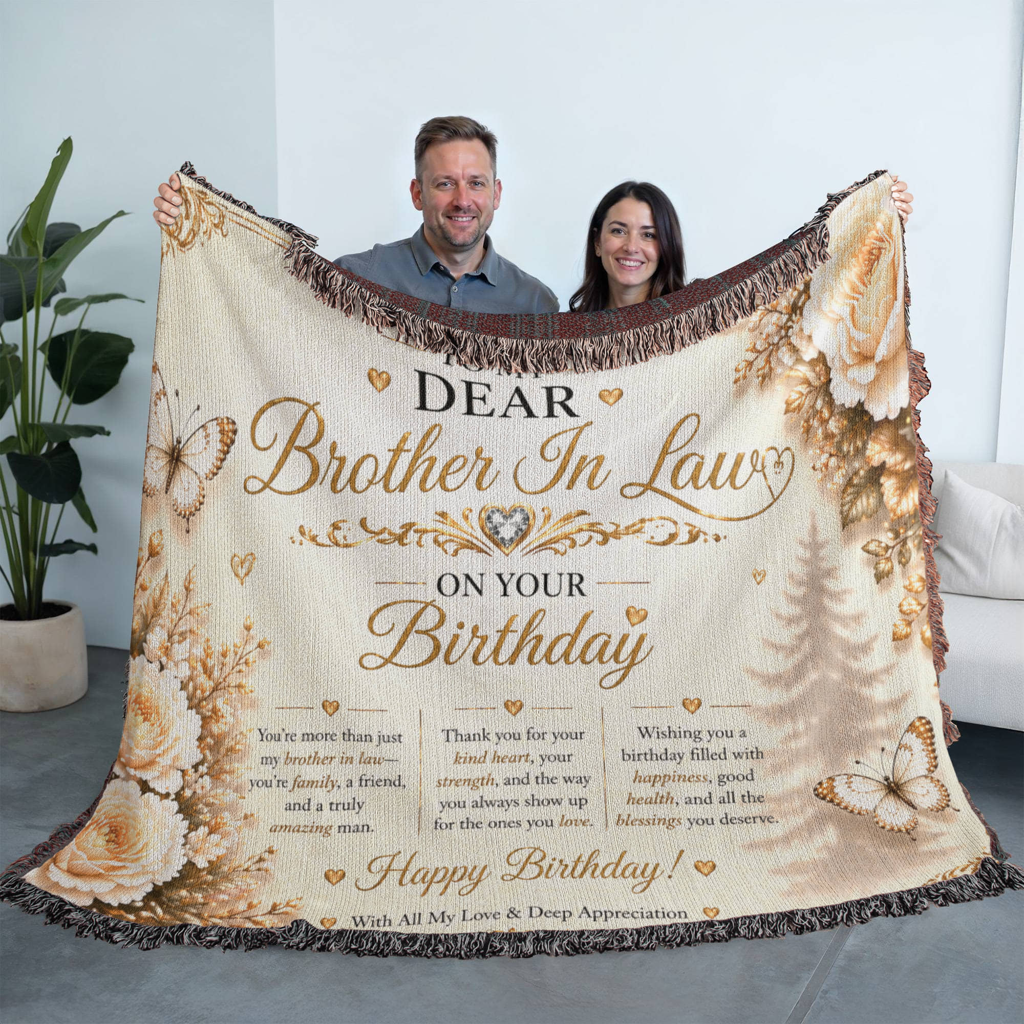 Elegant Birthday Wishes For Brother-In-Law Woven Blanket