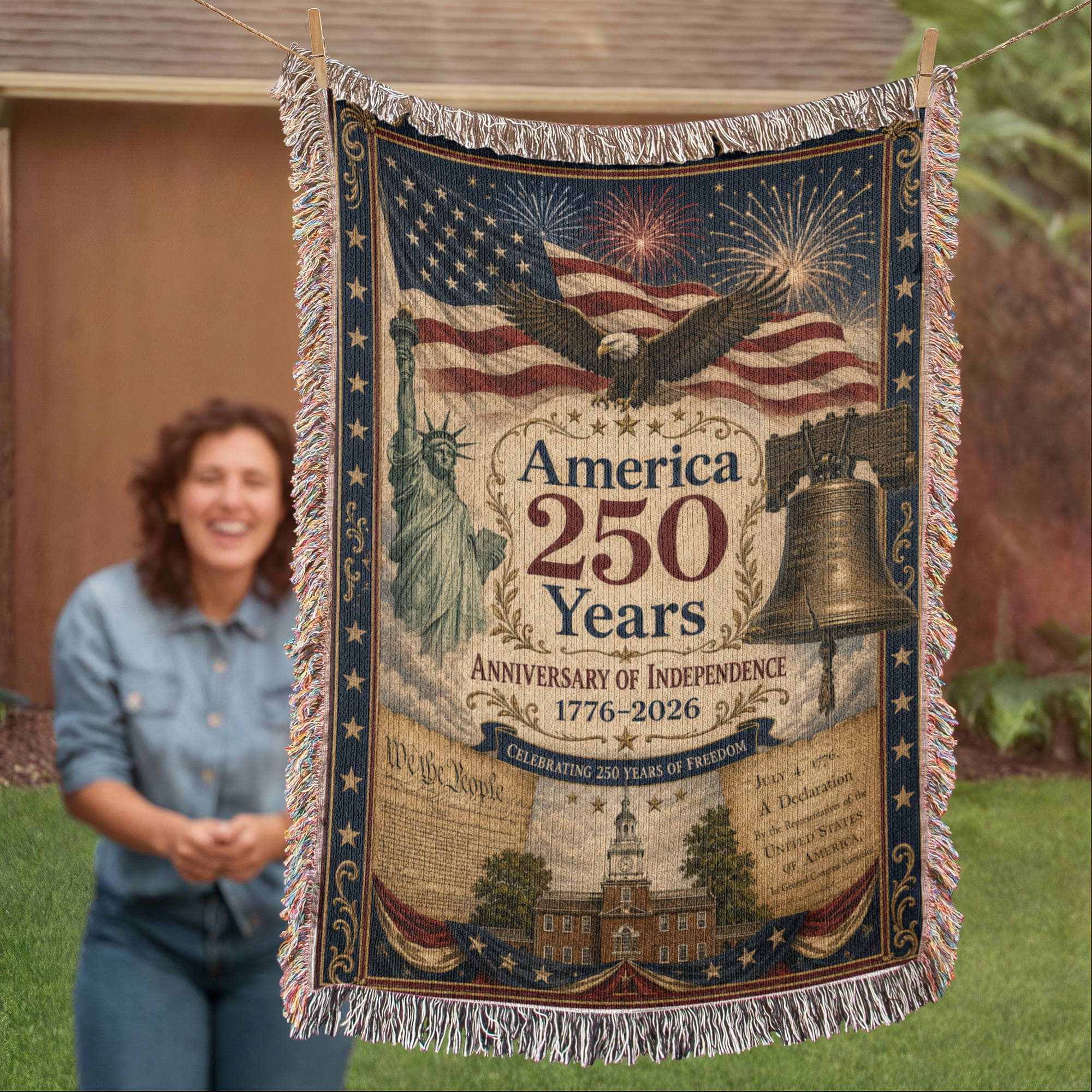 Happy 250th Birthday America Woven Blanket Special