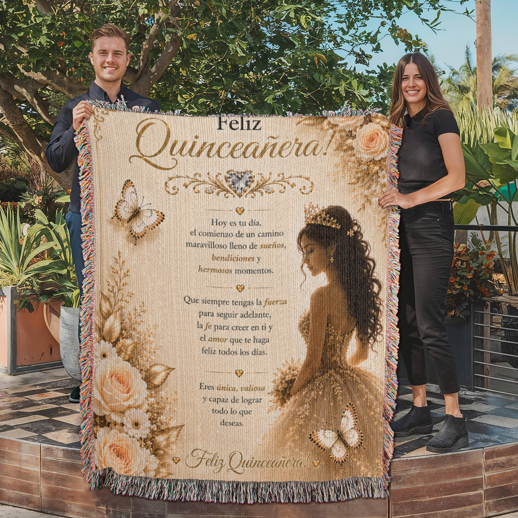 Feliz Quinceañera: jovencita bonita Woven Blanket