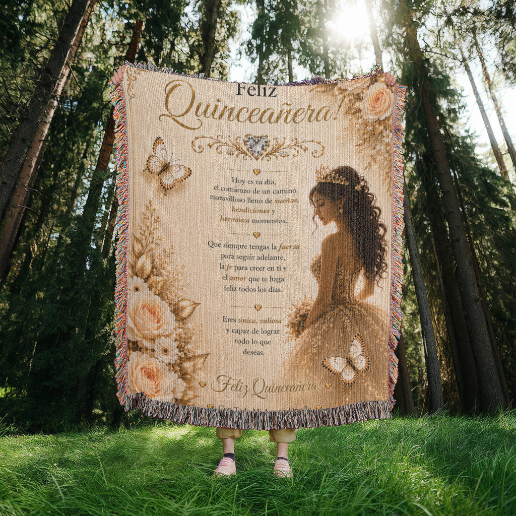 Feliz Quinceañera: jovencita bonita Woven Blanket