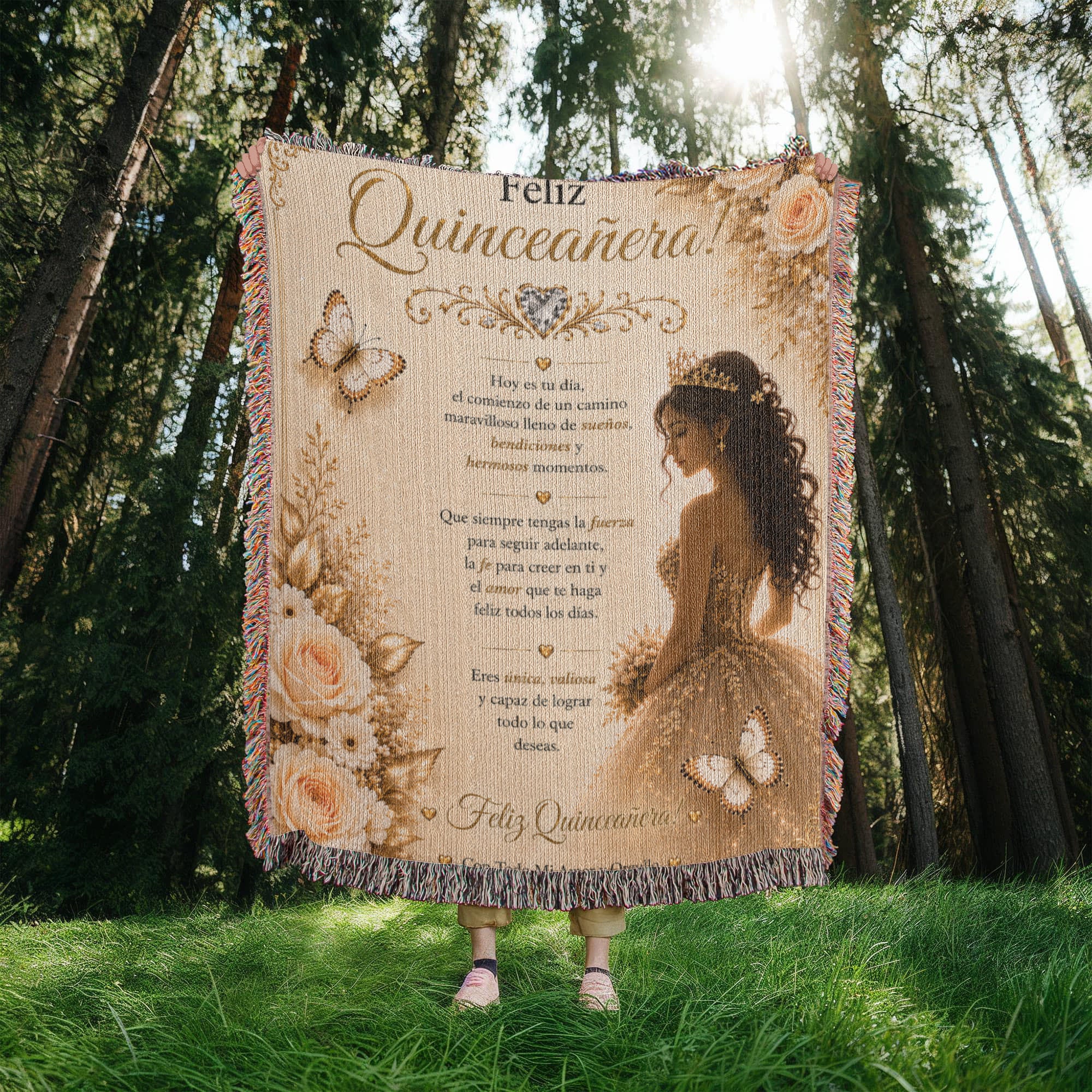 Feliz Quinceañera: jovencita bonita Woven Blanket