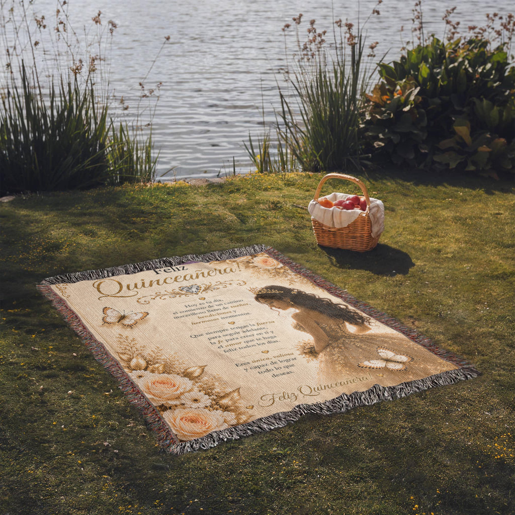 Feliz Quinceañera: jovencita bonita Woven Blanket