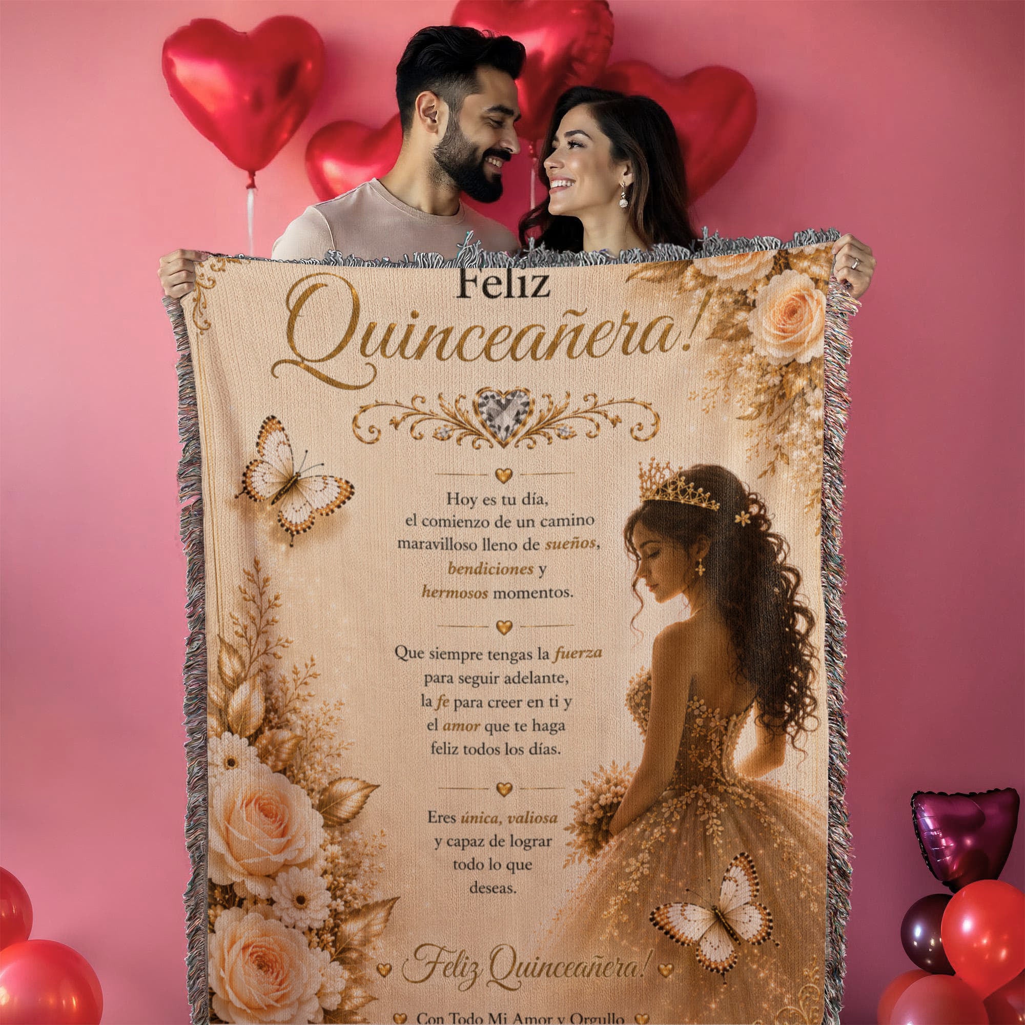 Feliz Quinceañera: jovencita bonita Woven Blanket